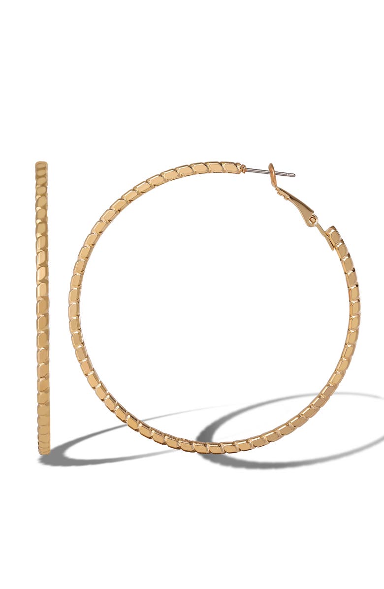 Jessica Simpson Twisted Gold-Tone Statement Hoop Earrings, Alternate, color, Gold