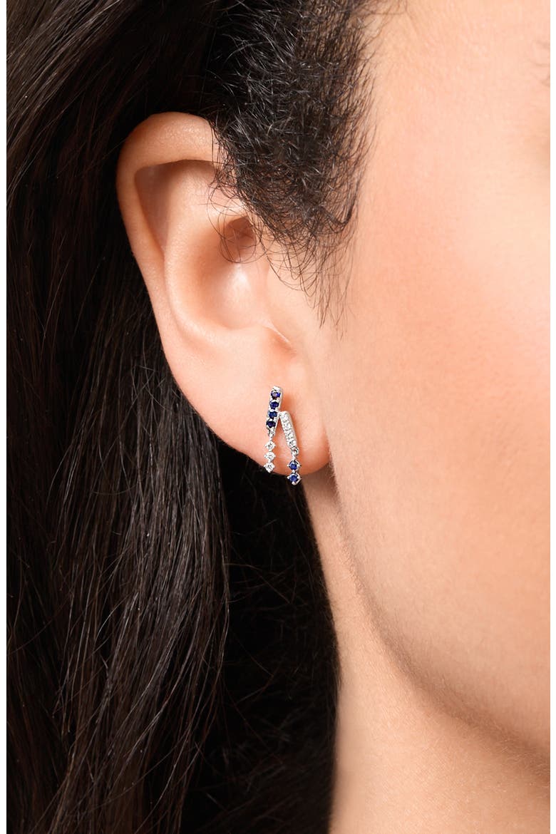 El Mar 18K White Gold Sapphire & Diamond Drop Earrings, Alternate, color, 18K WHITE GOLD