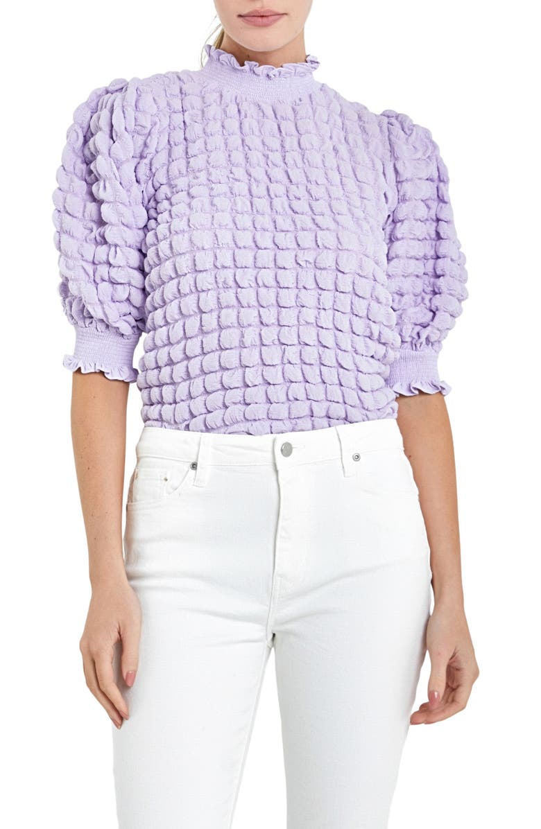 English Factory Textured Mock Neck Top, Main, color, Lavender