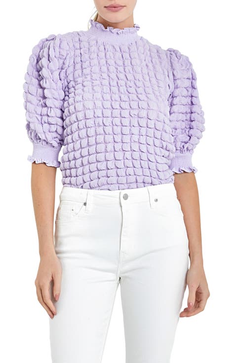 Textured Mock Neck Top