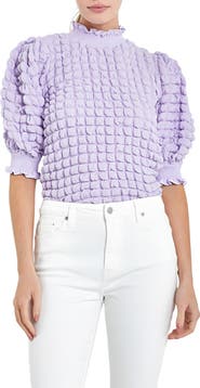 English Factory Textured Mock Neck Top