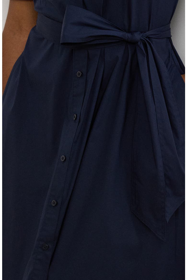 Belted Fit & Flare Cotton Blend Shirtdress, Alternate, color, LAUREN NAV