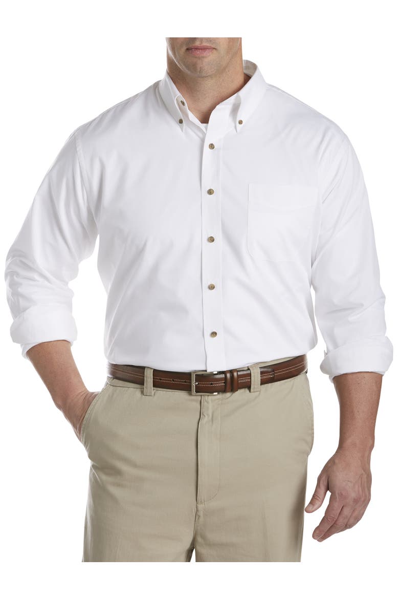 Big & Tall Easy-Care Solid Sport Shirt V2, Main, color, WHITE