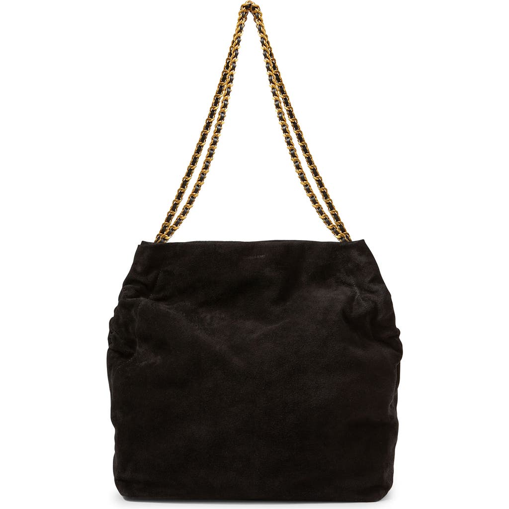 Veronica Beard Large Slouch Suede Shoulder Bag In Black