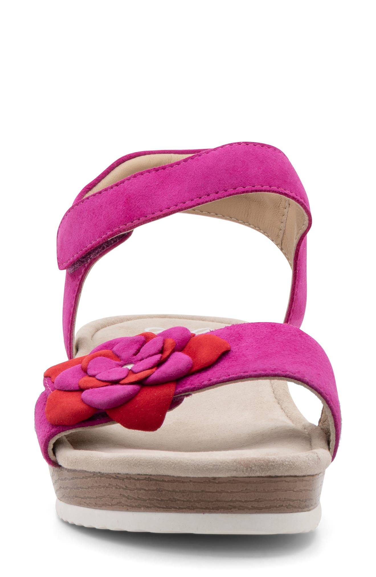 ara Flower Ankle Strap Sandal, Alternate, color, Pink/Red Kid Suede