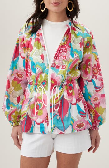 Trina Turk Rue Zip Front Jacket In Pink Multi