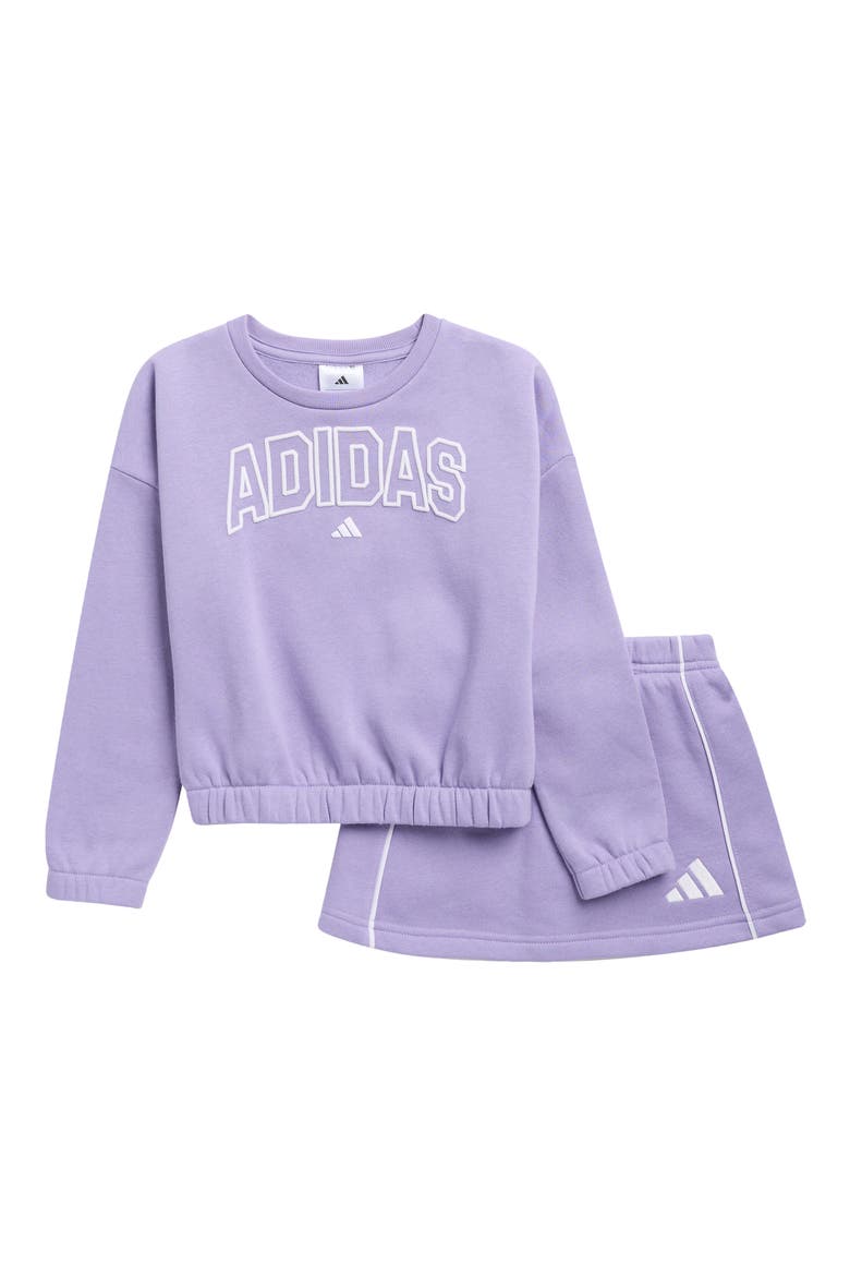 Kids' Logo Fleece Sweatshirt & Skort Set, Main, color, MAGIC LILAC