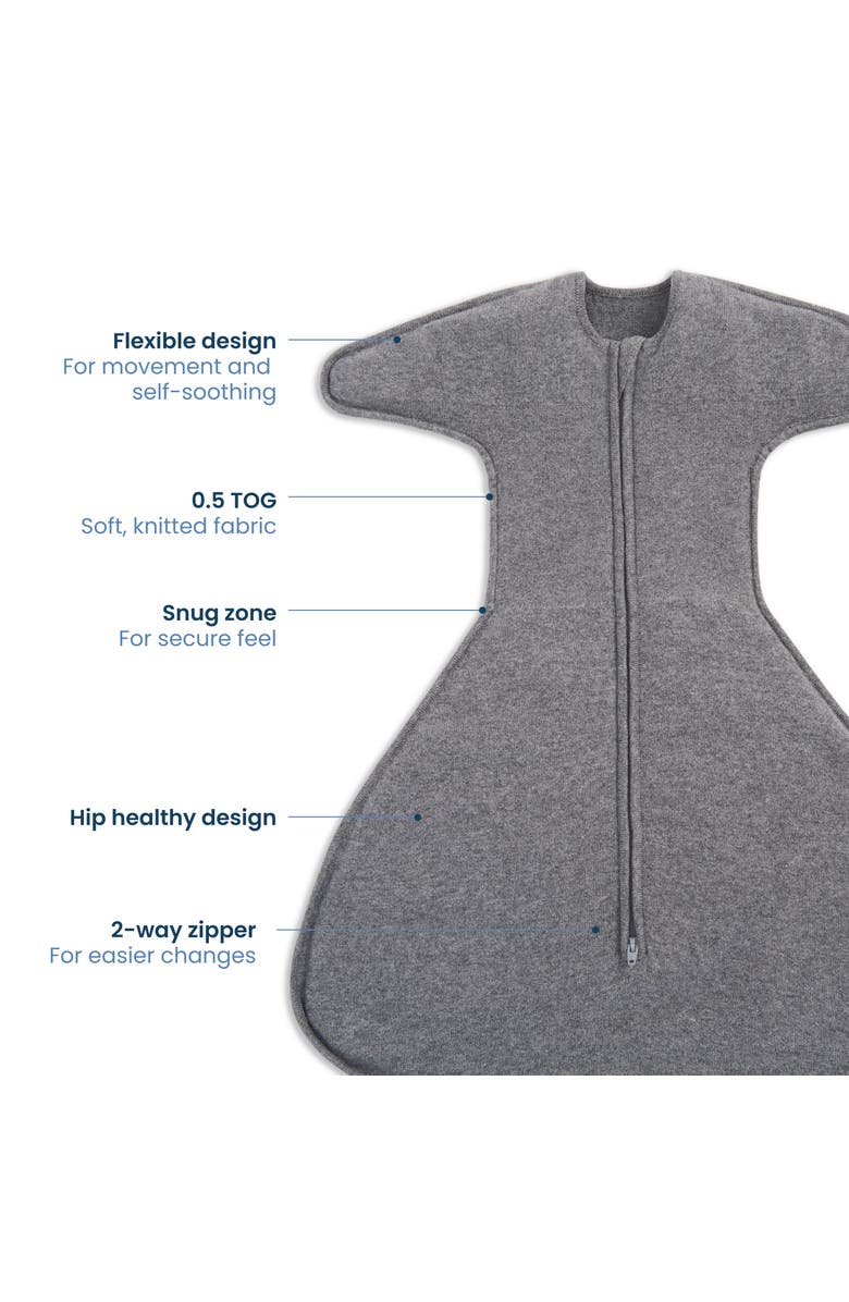 HALO SleepSack SwaddleStretch, Arms Up or Extended Arms, Newborn Baby Swaddle, Alternate, color, Grey