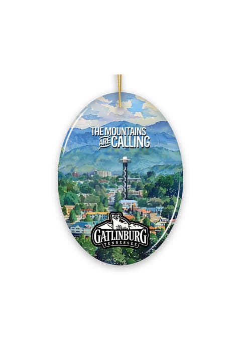 Gatlinburg Smoky Mountain Oval Ceramic Ornament