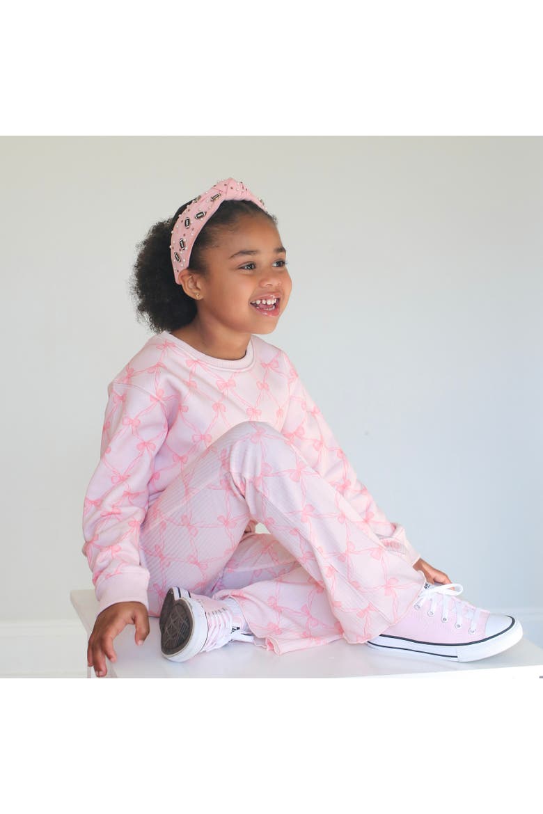 Bow Trellis Flare Legging, Alternate, color, Ballet Pink