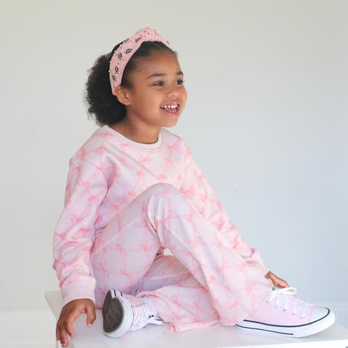 Sweet Wink Bow Trellis Flare Legging In Pink