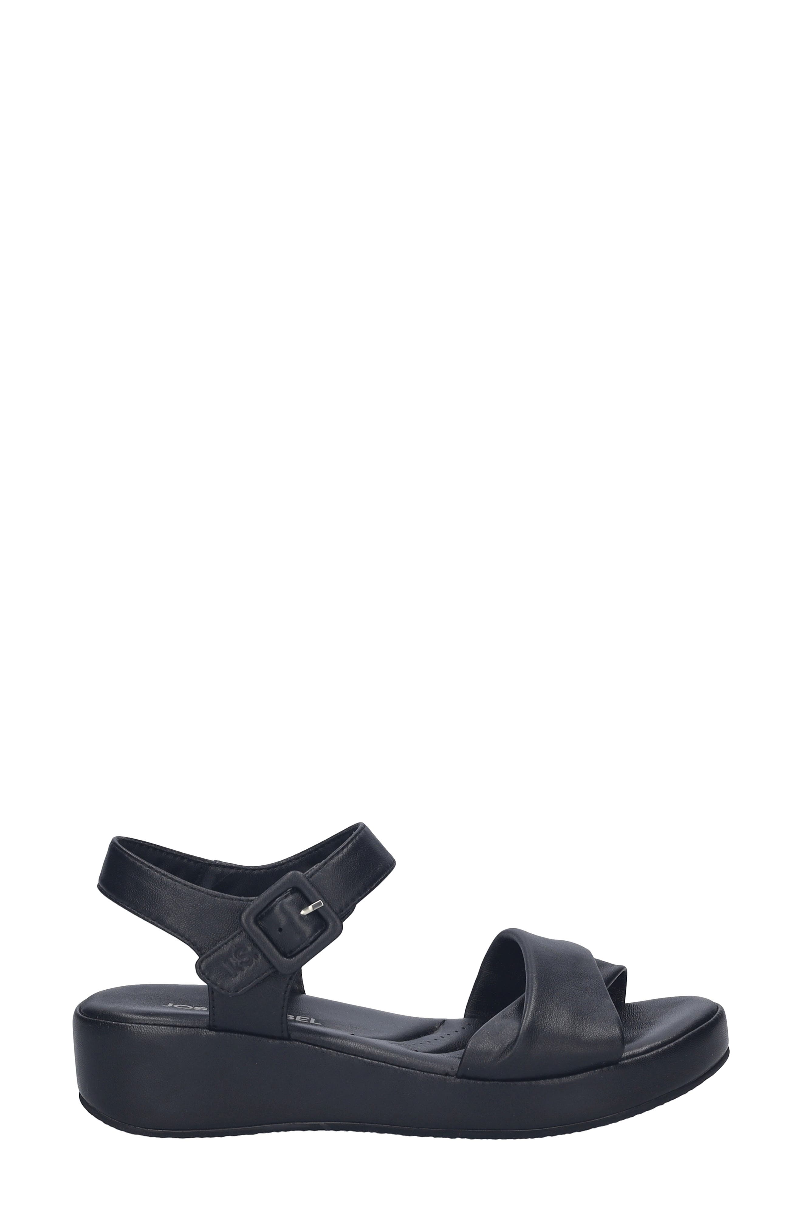 Josef Seibel Eve 02 Ankle Strap Platform Wedge Sandal, Alternate, color, Black