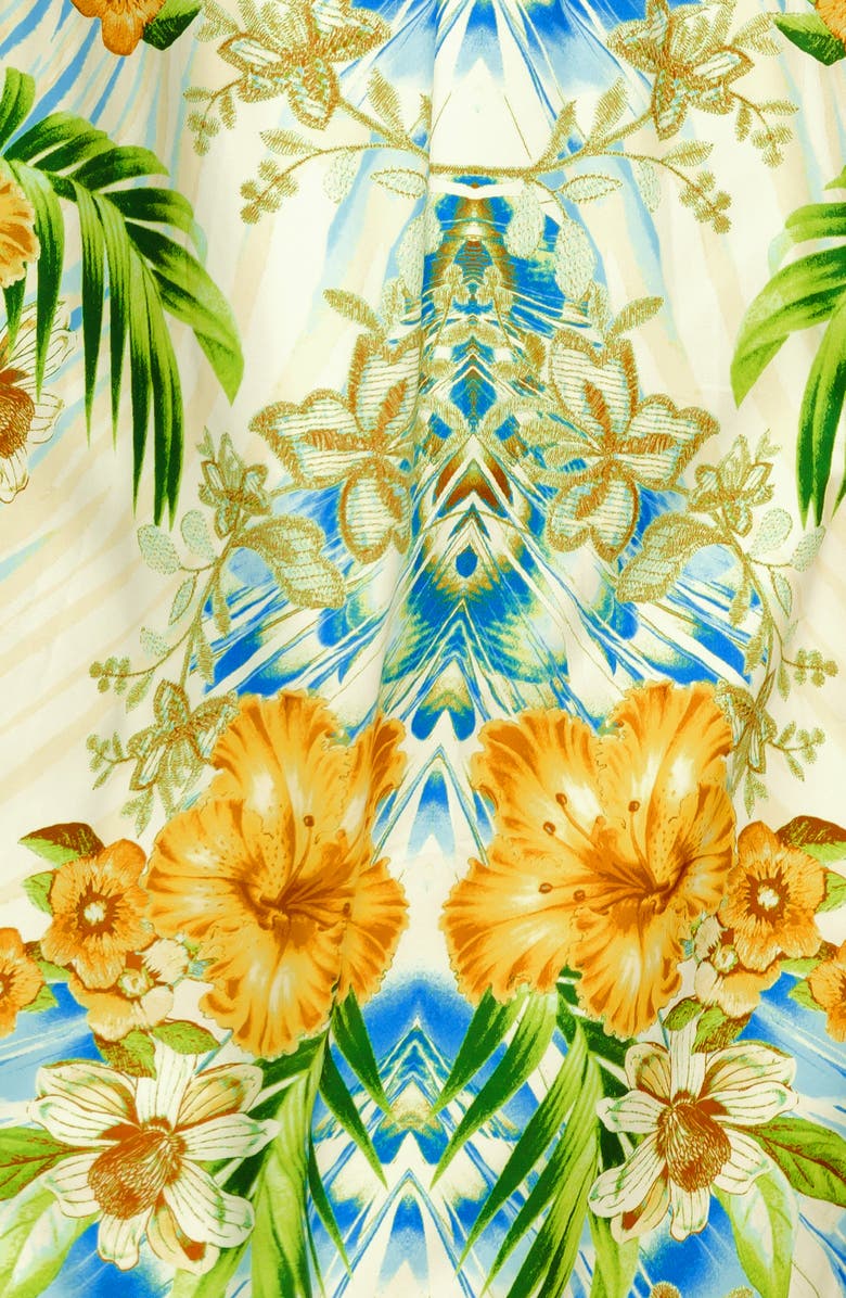 FLYING TOMATO Tie Strap Empire Waist Maxi Dress, Alternate, color, Blue Multi