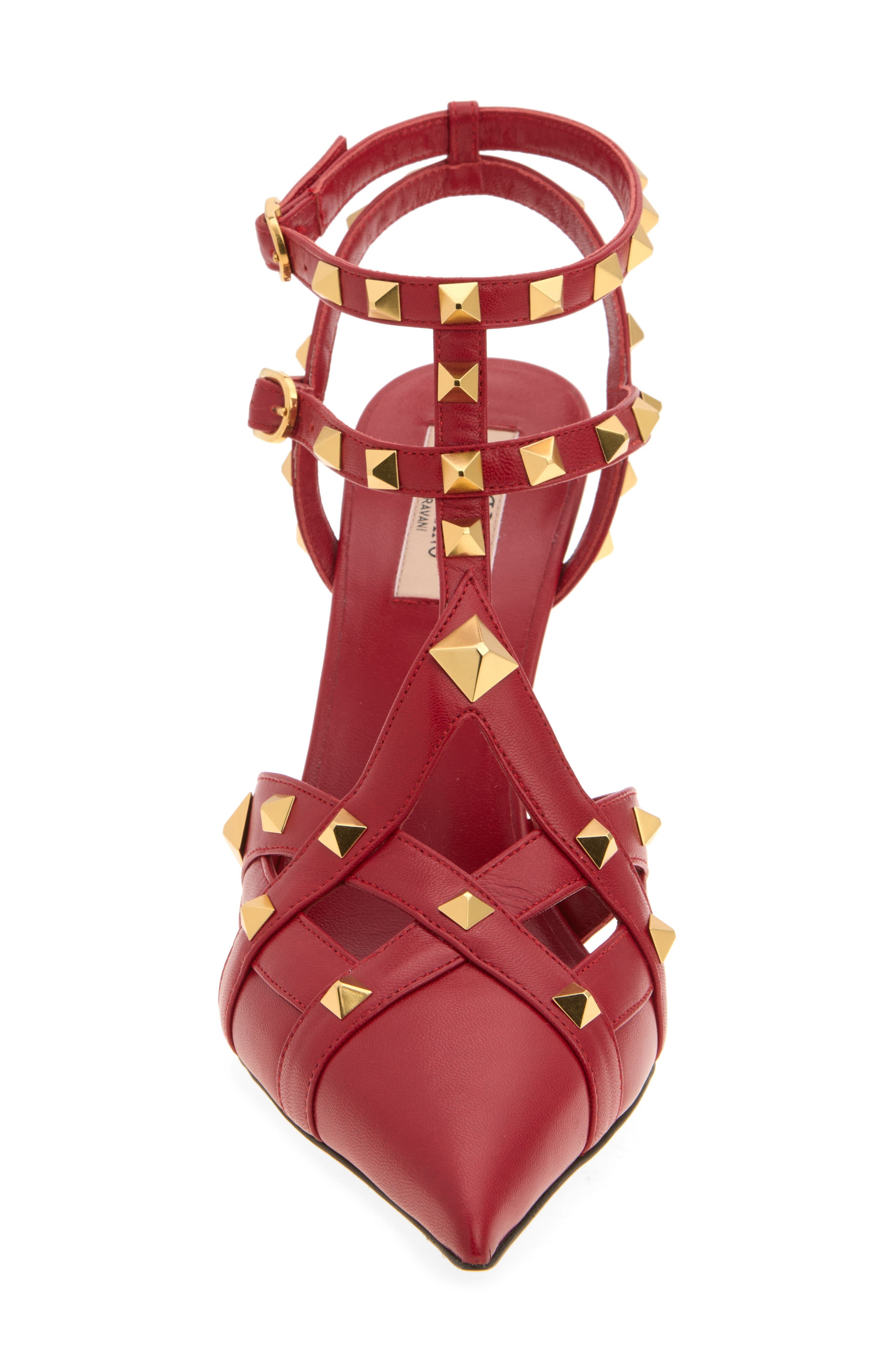 Studdy Leather Pump, Alternate, color, RED