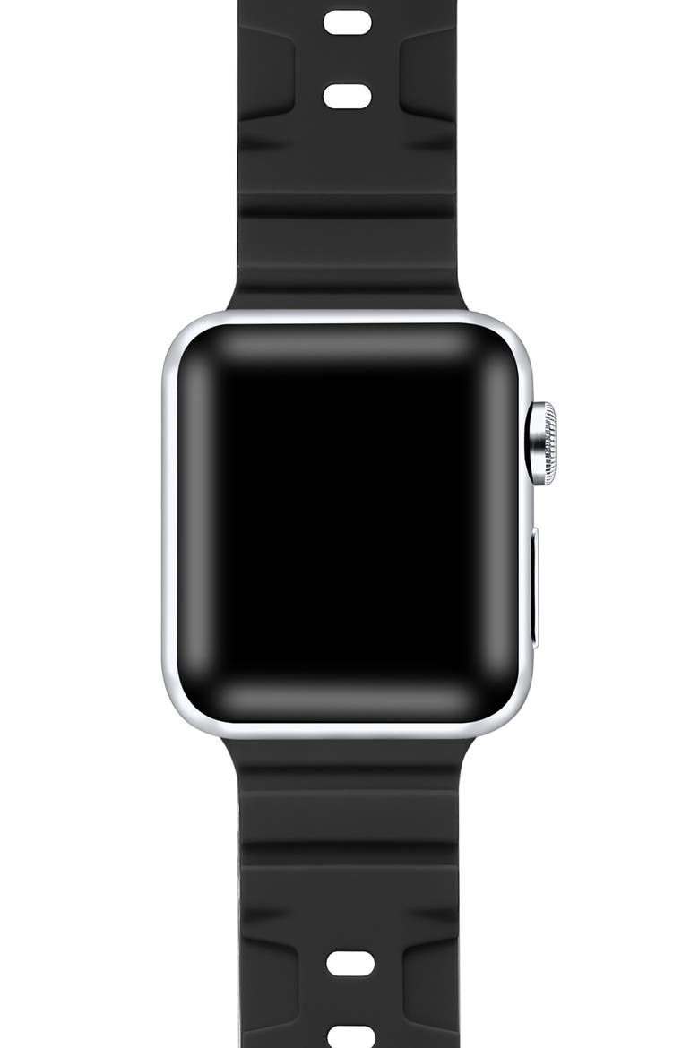Ridge Silicone 27mm Apple Watch® Watchband, Alternate, color, BLACK