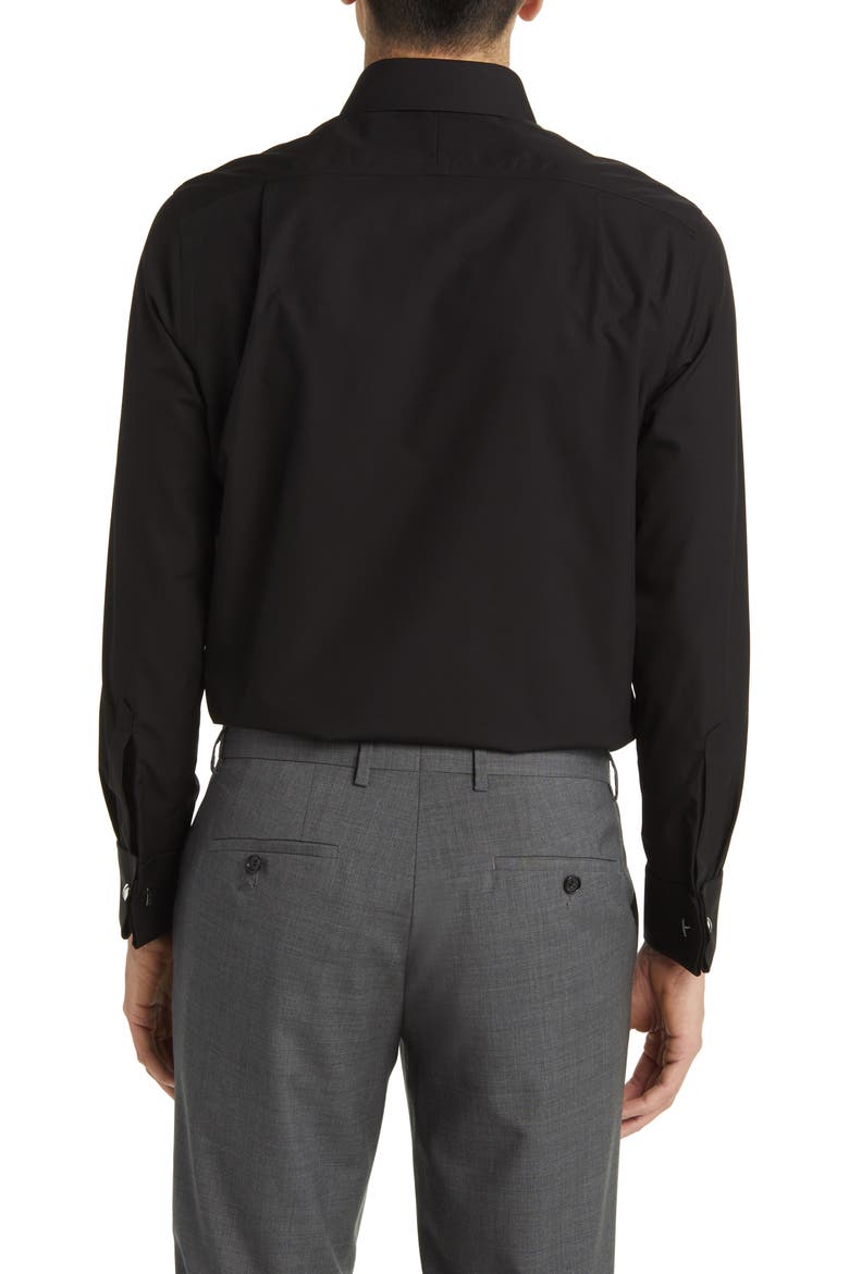 Non-Iron Poplin Cutaway Slim Fit Shirt Double Cuff, Alternate, color, BLACK