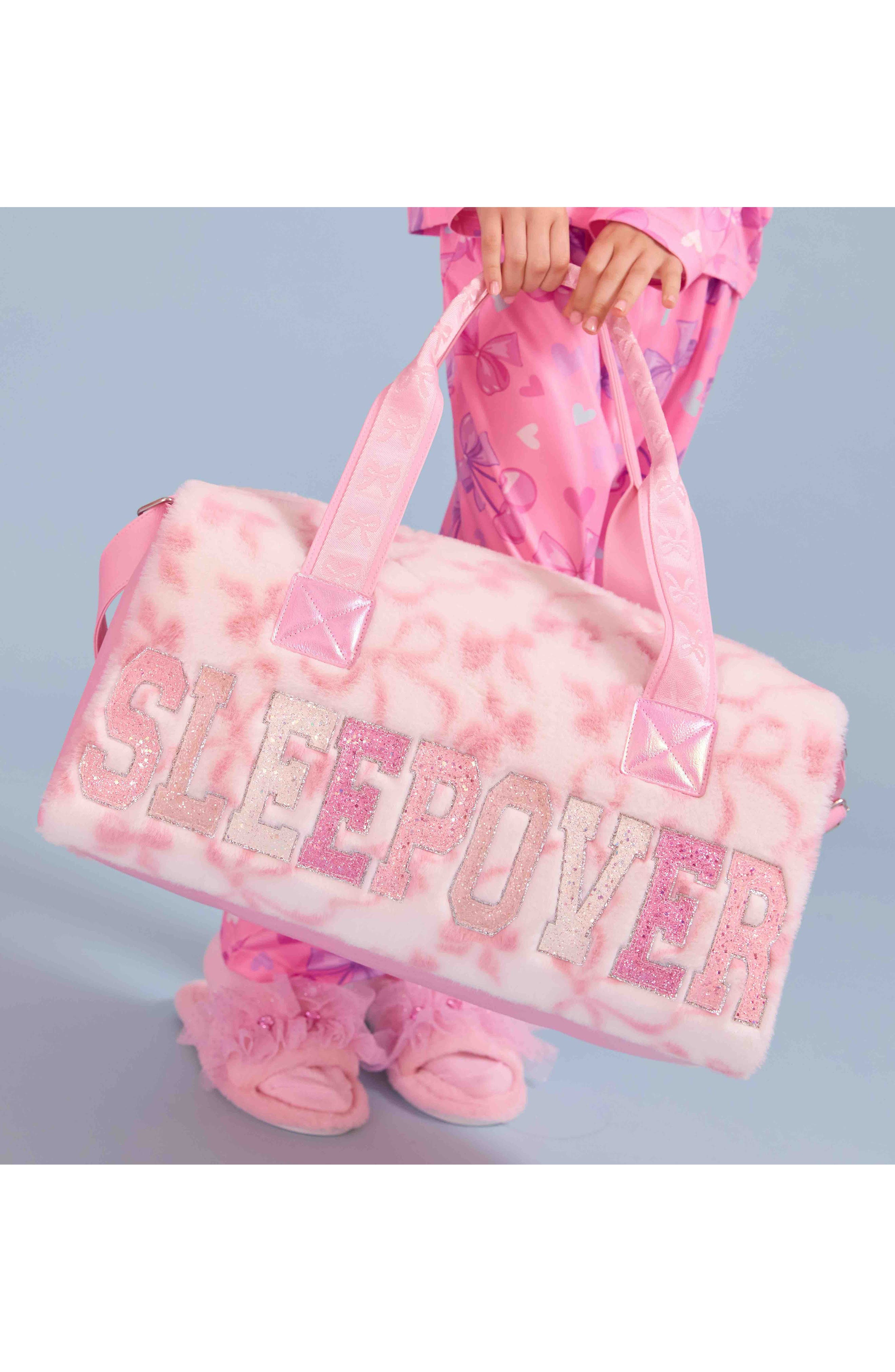 Kids' Sleepover Plush Faux Fur Duffle Bag, Alternate, color, COTTON CANDY