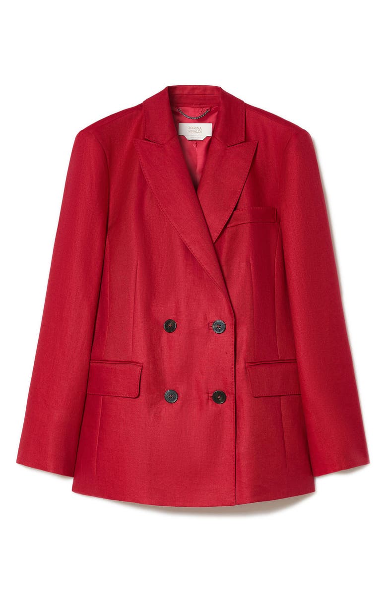 Marina Rinaldi Double Breasted Linen Twill Blazer, Alternate, color,