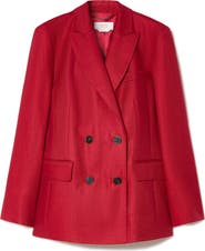 Marina Rinaldi Double Breasted Linen Twill Blazer