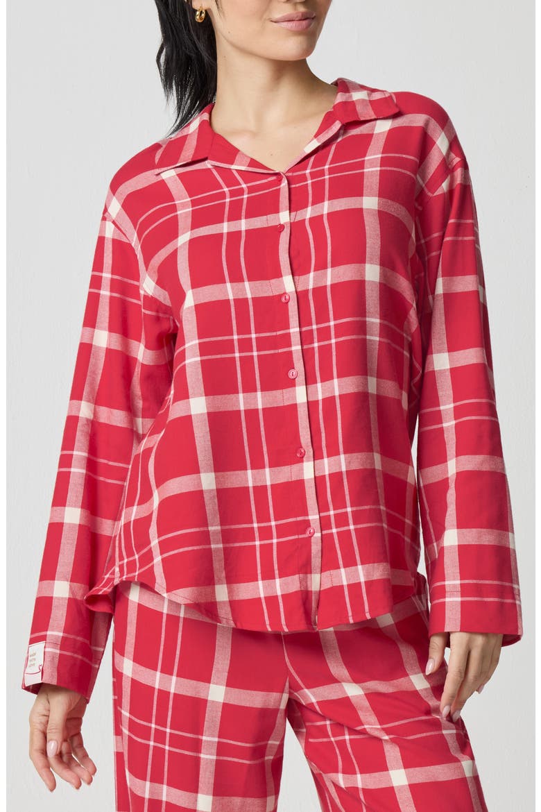 Cozy Flannel Sleep Shirt, Main, color, SCARLET BALLERINA PLAID