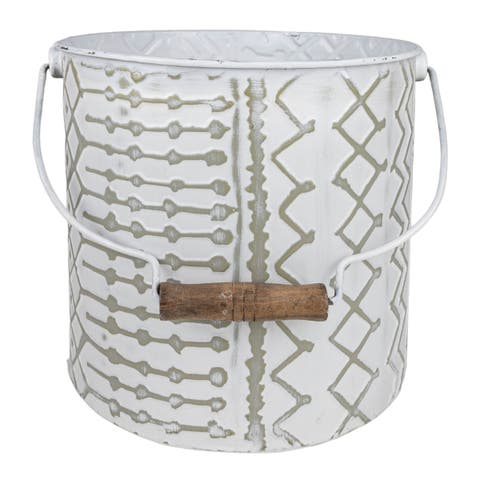 Multi Pattern Bucket Planter Metal & Wood