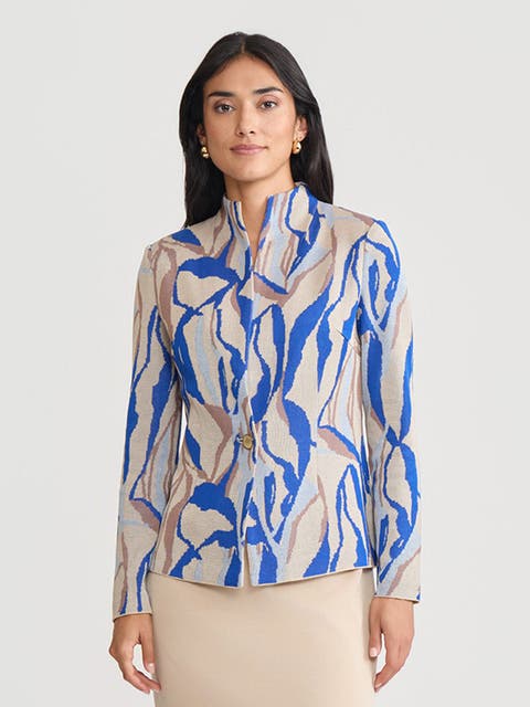 Tailored Multi-Color Abstract Knit Jacket