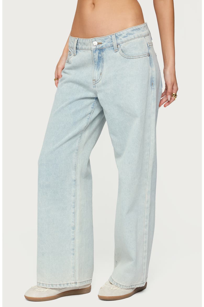 Bow Pocket Low Rise Wide Leg Jeans, Alternate, color, LIGHT-BLUE