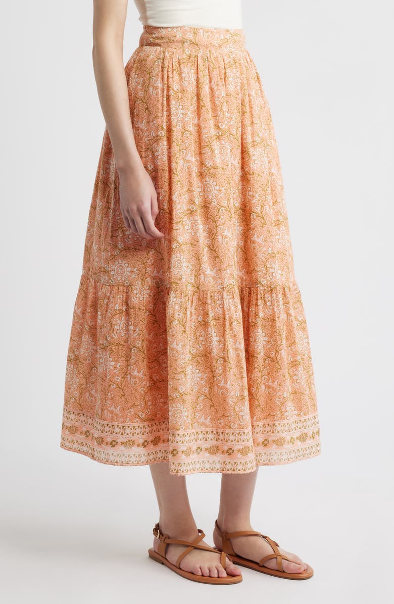 Cleobella Charlene Floral Print Organic Cotton Mulmul Maxi Skirt, Alternate, color, Cecil Blush Print
