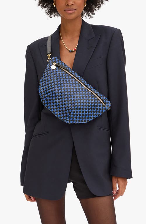 Clare V . Grande Woven Leather Belt Bag In Blue