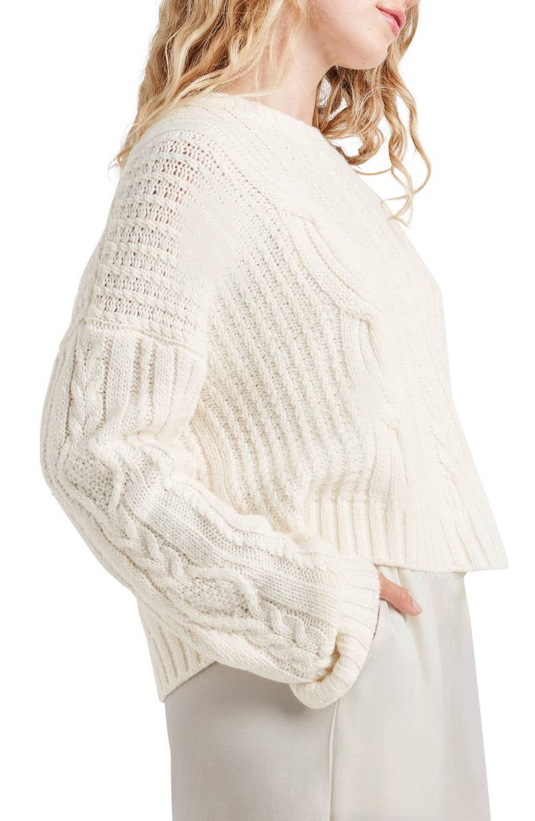 Splendid Cecilia Mixed Stitch Crewneck Sweater, Alternate, color, Snow