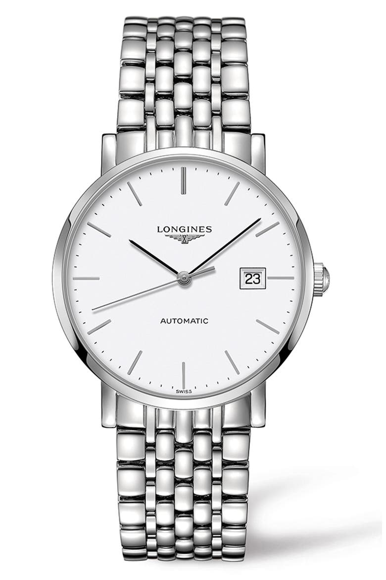 Elegant Automatic Bracelet Watch, 39mm, Main, color, SILVER/ WHITE/ SILVER