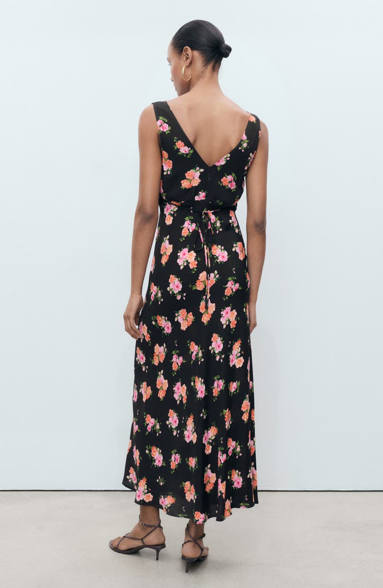 MANGO Print Sleeveless Maxi Dress, Alternate, color, Black
