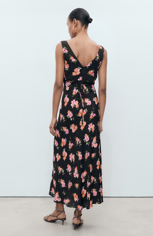 Mango Print Sleeveless Maxi Dress In Black