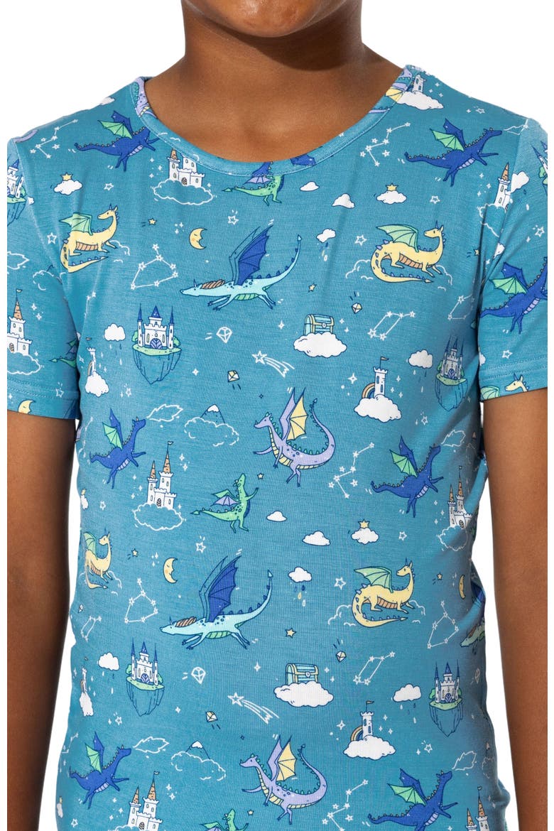 Dragon Dreams Kids 2-Piece Short Sleeve & Shorts Pajama Set, Alternate, color, Dragon Dreams