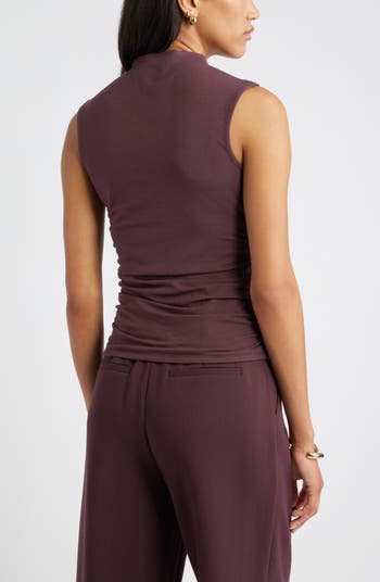 Ruched Mock Neck Tank