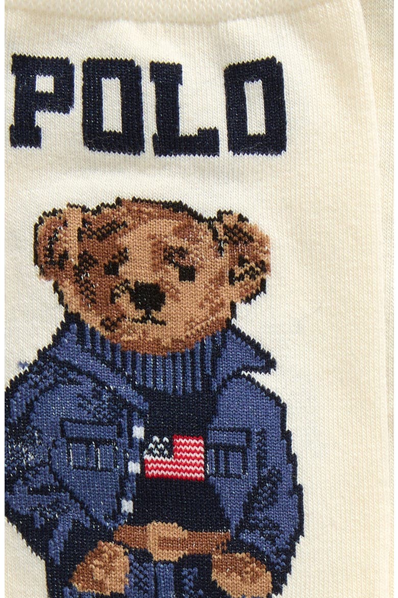 Americana Bear Cotton Blend Crew Socks, Alternate, color, IVORY