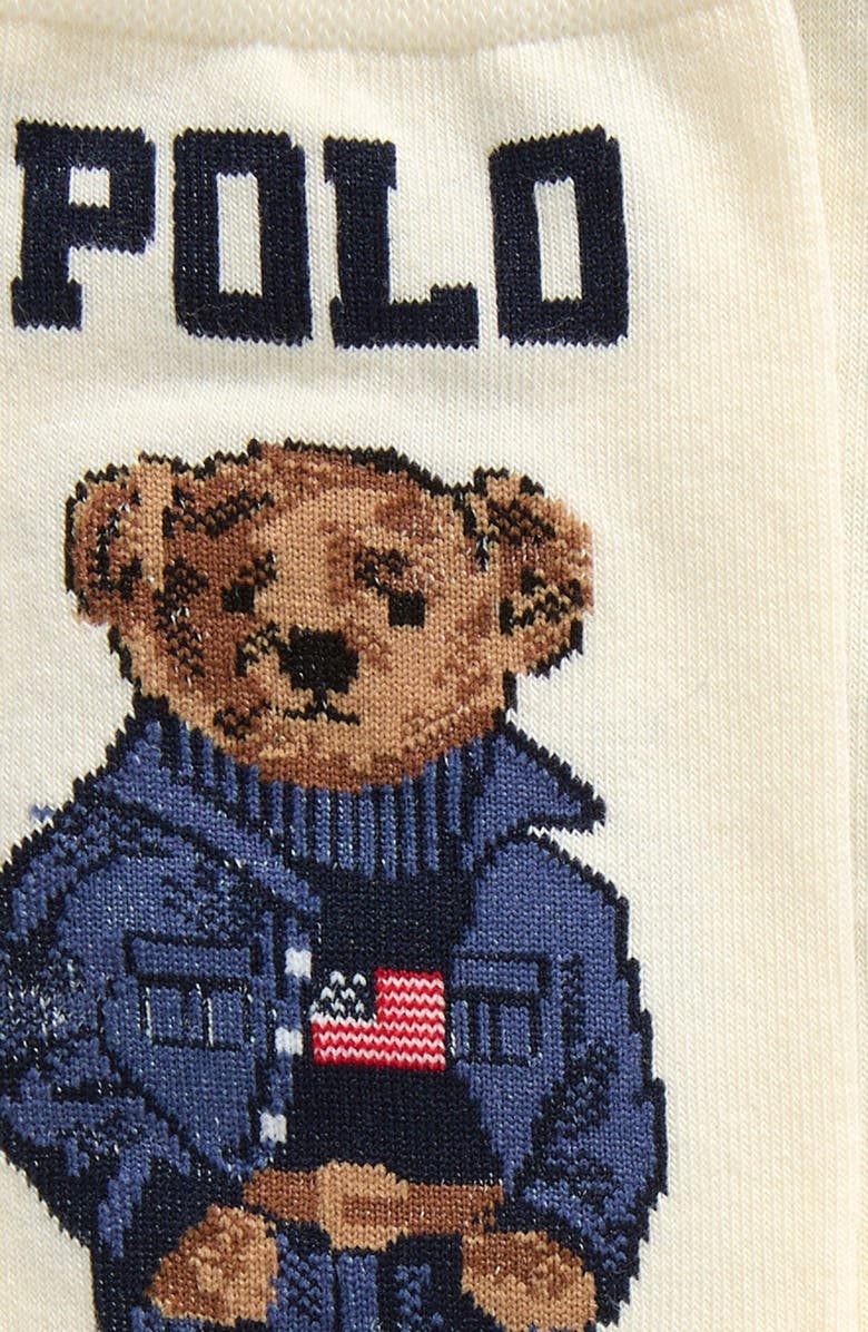 Polo Ralph Lauren Americana Bear Cotton Blend Crew Socks, Alternate, color, Ivory