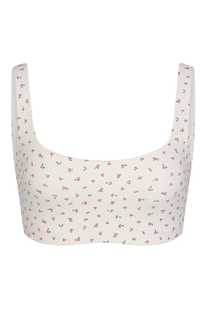 Matte Floral Scoop Neck Bra, Alternate, color, NSKM ACTV IVORY/ NSKM FLAMINGO