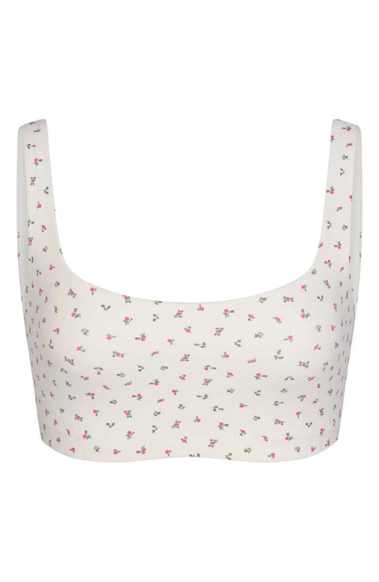 NikeSKIMS Matte Floral Scoop Neck Bra, Alternate, color, Nskm Actv Ivory/ Nskm Flamingo