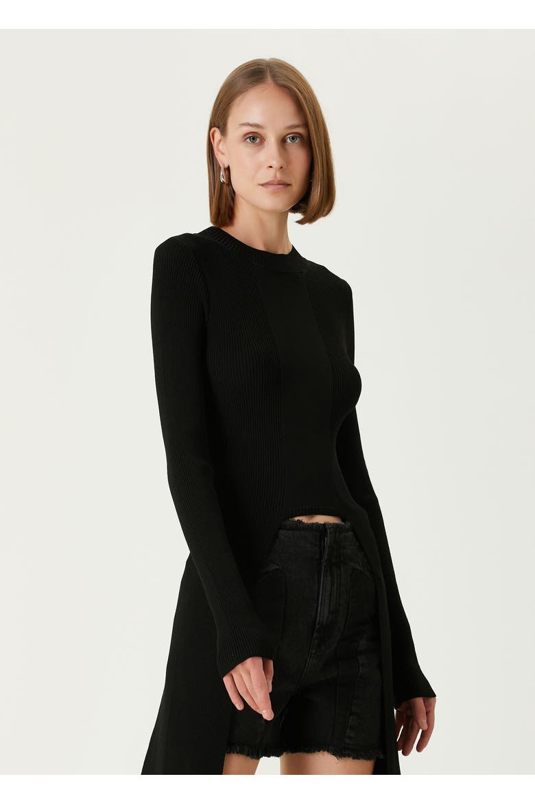 Tailed Knit Top, Alternate, color, black