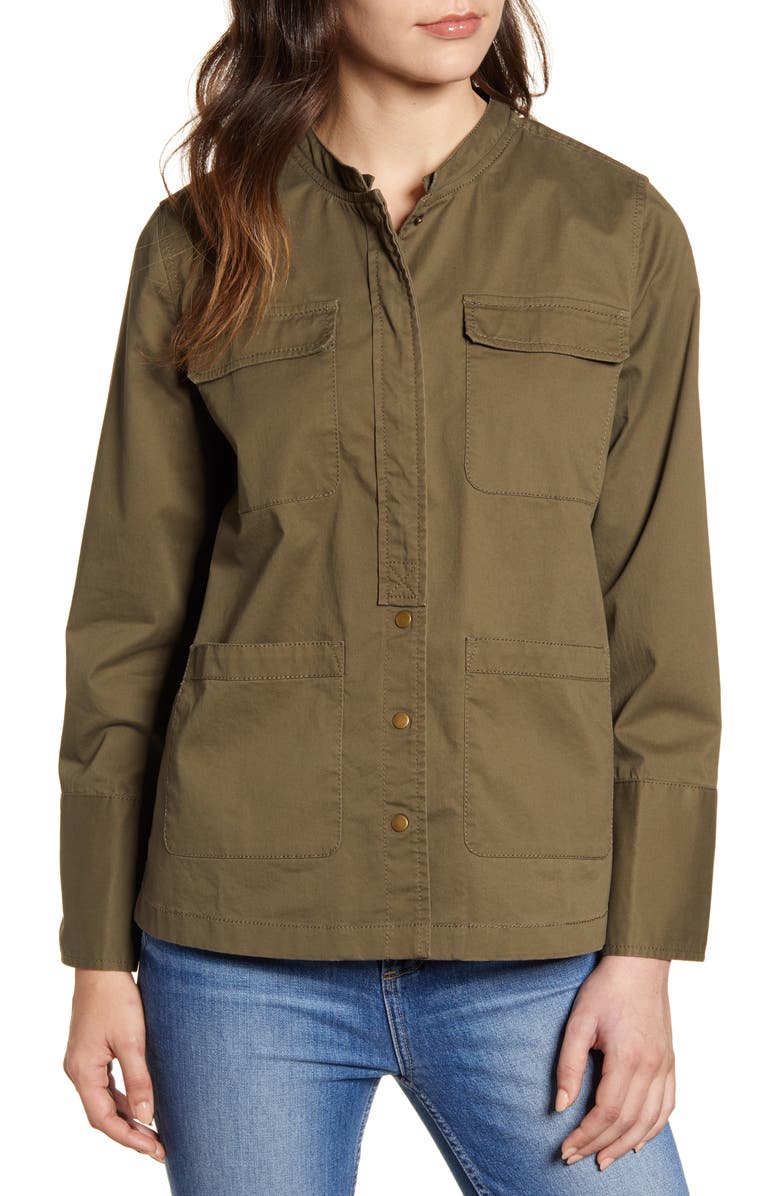 Caslon<sup>®</sup> Utility Jacket with Knit Hood, Alternate, color,