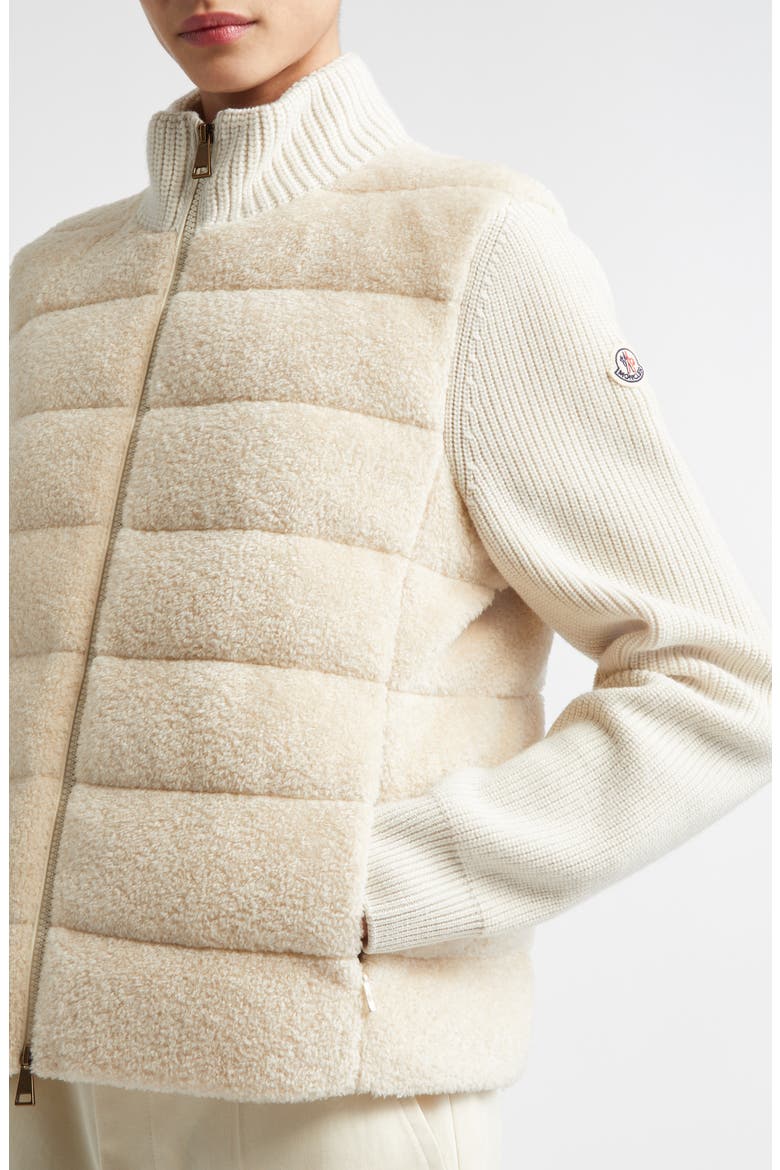 Teddy & Merino Wool Down Zip Cardigan, Alternate, color, IVORY