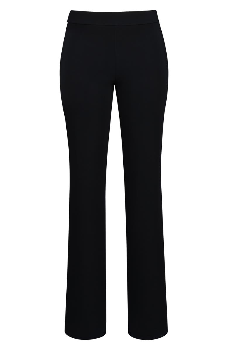 HOUSE OF CB Chiara Straight Leg Crepe Trousers, Alternate, color, Black