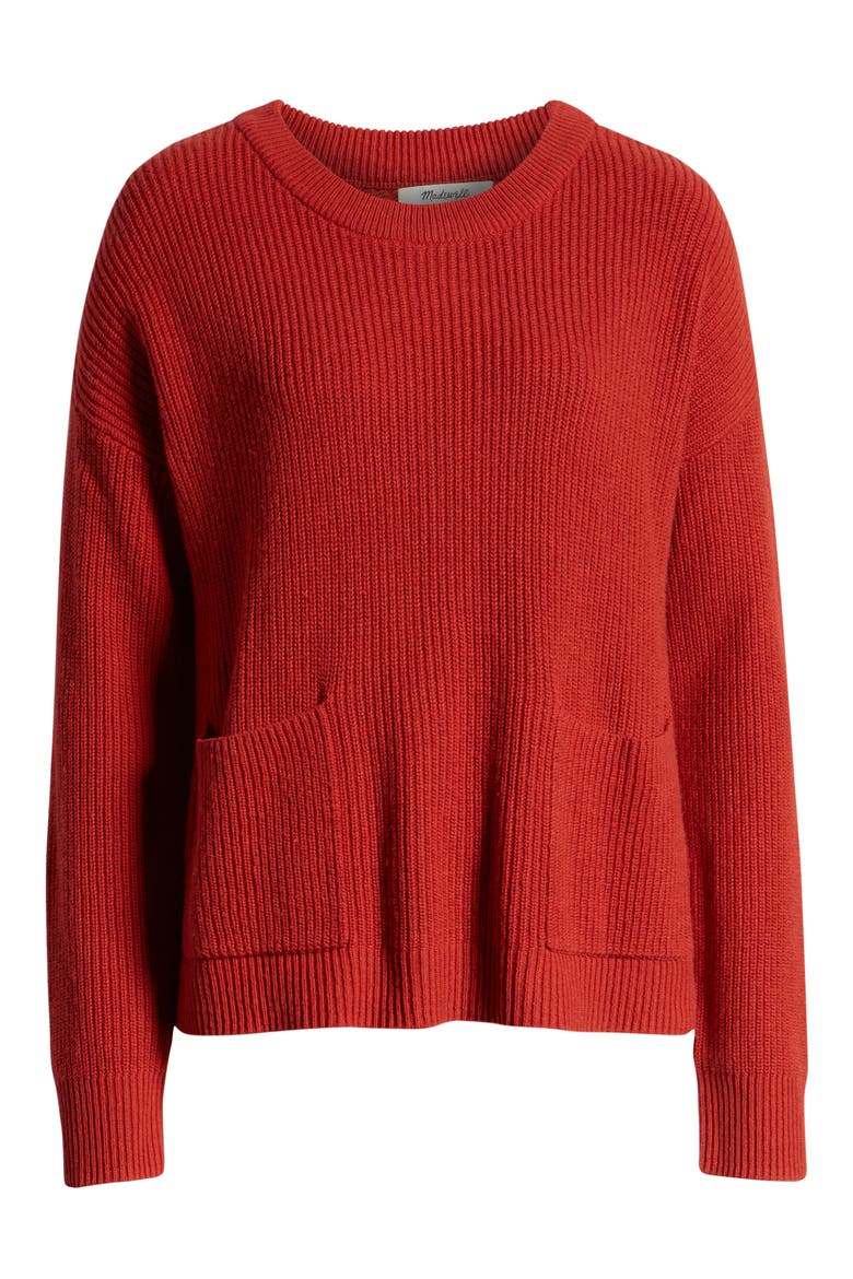 Patch Pocket Pullover Sweater, Alternate, color, BRIGHT EMBER