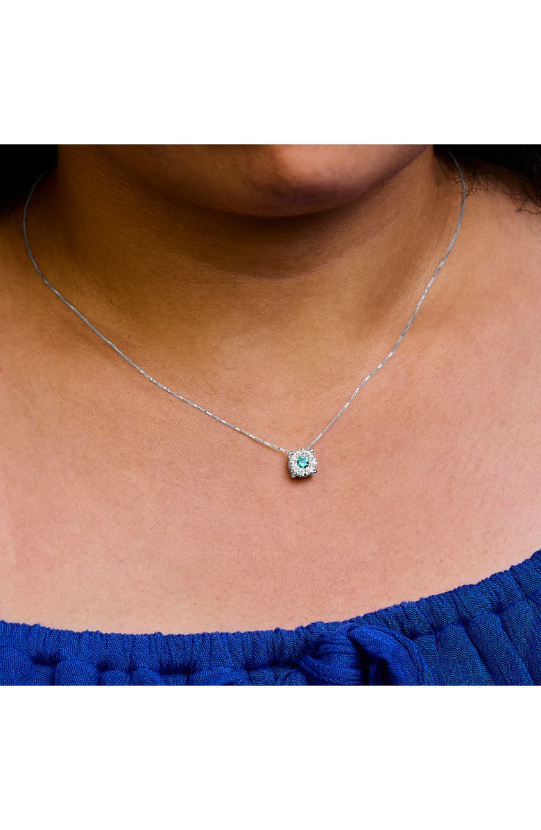 Haus of Brilliance 14K Gold Emerald & 1/3 Cttw Diamond Halo Pendant Necklace, Alternate, color, White