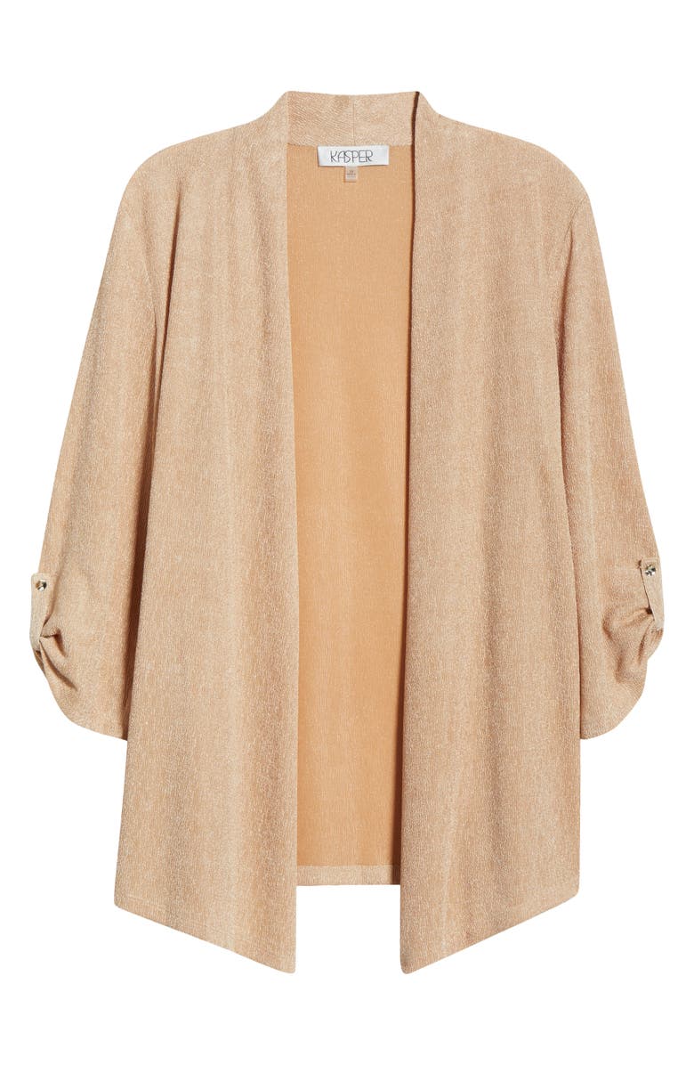 KASPER Cozy Three-Quarter Sleeve Cardigan, Alternate, color, Soft Sand
