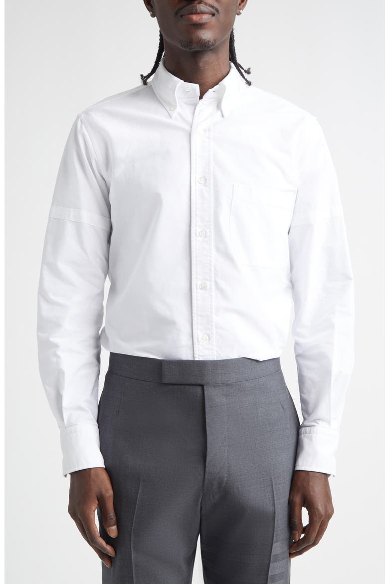 Cotton Oxford Armband Button-Down Shirt, Main, color, WHITE