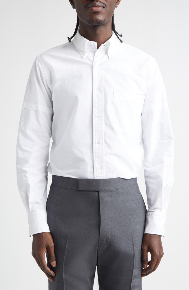Thom Browne Cotton Oxford Armband Button-Down Shirt, Main, color, White