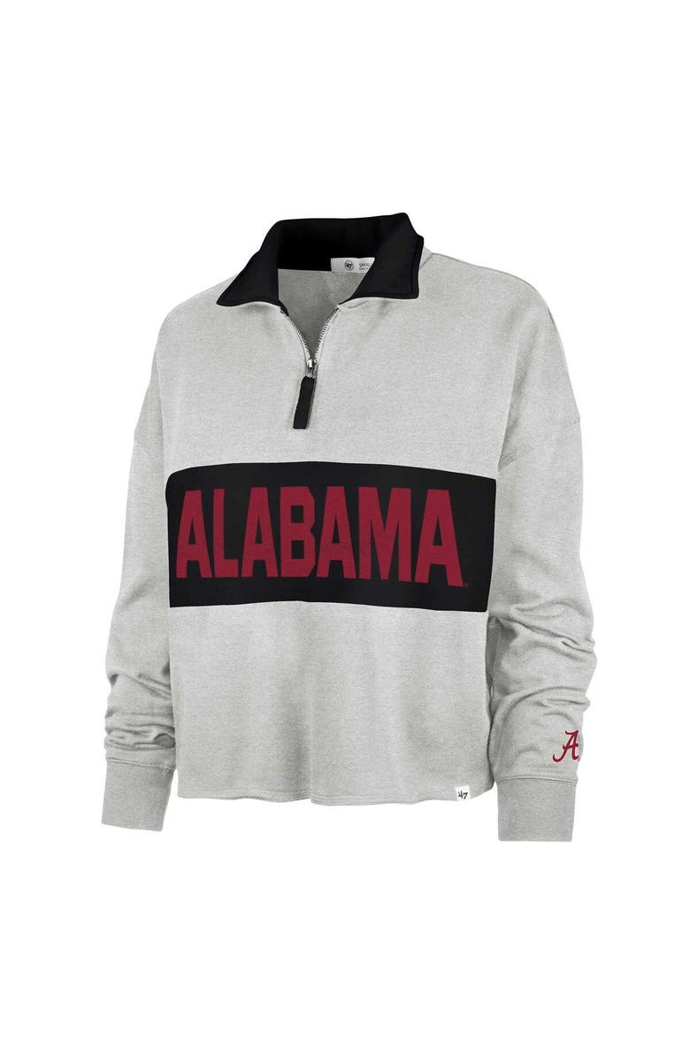 '47 Women's '47 Gray Alabama Crimson Tide Next Level Remi Cropped Quarter-Zip Sweatshirt, Alternate, color, 