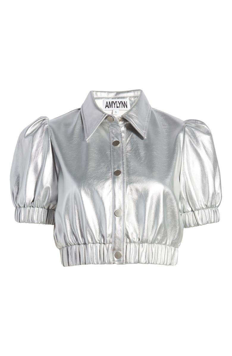 Amy Lynn Faux Leather Crop Top, Alternate, color,